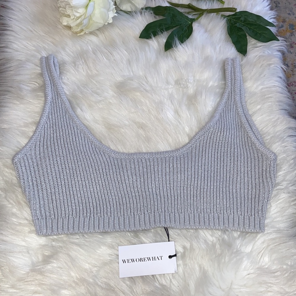NWTWeWoreWhat Scoop Pull on Bra Top Chunky Cozy Stitch/Knit - Light Gray size XL
